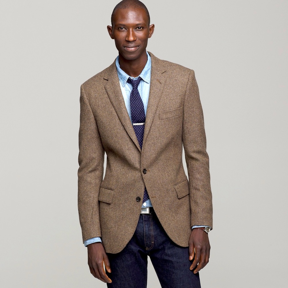 J.Crew Ludlow (?) Brown Wool Herringbone Blazer Sport Coat